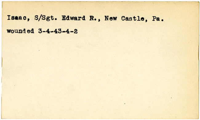 World War II, Vindicator, Edward R. Isaac, New Castle, Pennsylvania, wounded, 1943