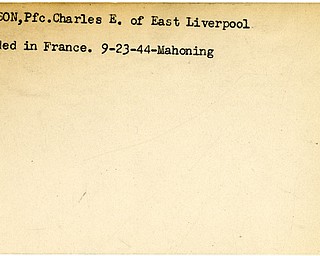 World War II, Vindicator, Charles E. Jackson, East Liverpool, wounded, France, 1944, Mahoning