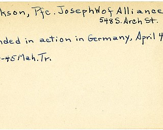 World War II, Vindicator, Joseph W. Jackson, Alliance, wounded, Germany, 1945, Mahoning, Trumbull