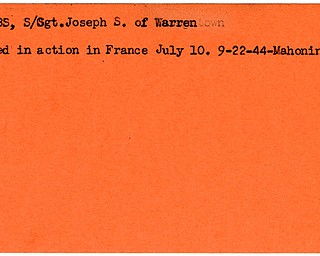 World War II, Vindicator, Joseph S. Jacobs, Warren, killed, France, 1944, Mahoning