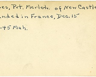 World War II, Vindicator, Merle L. James, New Castle, wounded, France, 1945, Mahoning