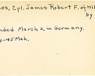 World War II, Vindicator, James Robert Janos, Willoughby, wounded, Germany, 1945, Mahoning