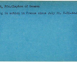 World War II, Vindicator, Clayton Janson, Geneva, missing, France, 1944, Mahoning