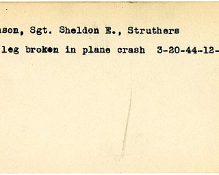 World War II, Vindicator, Sheldon E. Johnson, Struthers, wounded, plane crash, 1944, broken leg