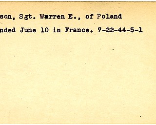 World War II, Vindicator, Warren E. Johnson, Poland, wounded, France, 1944