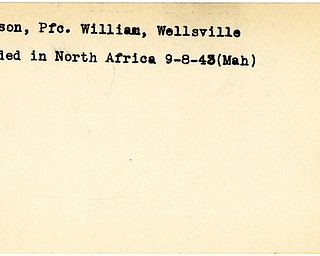 World War II, Vindicator, William Johnson, Wellsville, wounded, North Africa, 1943, Mahoning