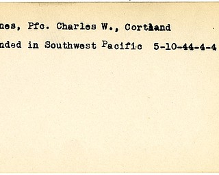World War II, Vindicator, Charles W. Jones, Cortland, wounded, Southwest Pacific, Pacific, 1944