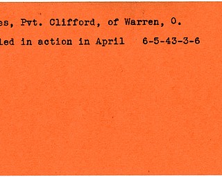 World War II, Vindicator, Clifford Jones, Warren, Ohio, killed, 1943