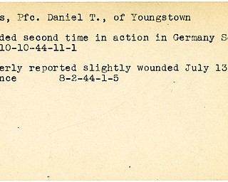 World War II, Vindicator, Daniel T. Jones, Youngstown, wounded, France, wounded second time, Germany, 1944