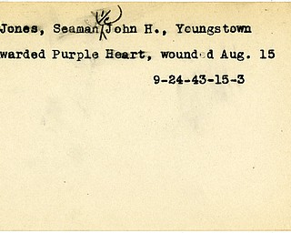 World War II, Vindicator, John H. Jones, Youngstown, awarded, Purple Heart, wounded, 1943