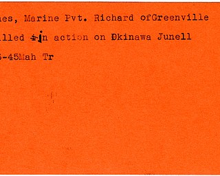World War II, Vindicator, Richard Jones, Greenville, killed, Okinawa, 1945, Mahoning, Trumbull