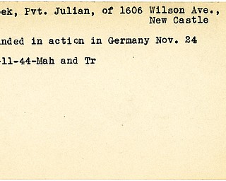 World War II, Vindicator, Julian Jopek, New Castle, wounded, Germany, 1944, Mahoning, Trumbull