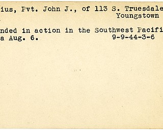 World War II, Vindicator, John J. Julius, Youngstown, wounded, Southwest Pacific, 1944