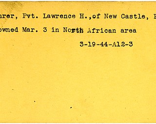 World War II, Vindicator, Lawrence H. Kahrer, New Castle, Pennsylvania, drowned, North Africa, 1944
