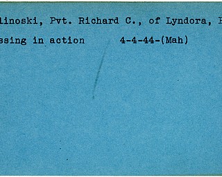 World War II, Vindicator, Richard C. Kalinoski, Lyndora, Pennsylvania, missing, 1944, Mahoning