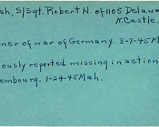 World War II, Vindicator, Robert H. Kalish, New Castle, missing, Luxembourg, prisoner, Germany, 1945, Mahoning