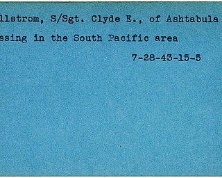 World War II, Vindicator, Clyde E. Kallstrom, Ashtabula, missing, South Pacific, 1943