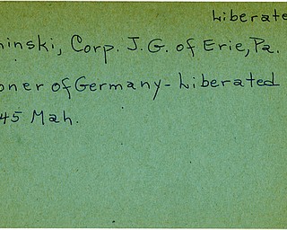 World War II, Vindicator, J.G. Kaminski, Erie, Pennsylvania, prisoner, Germany, liberated, 1945, Mahoning