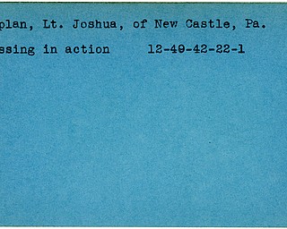 World War II, Vindicator, Joshua Kaplan, New Castle, Pennsylvania, missing, 1942