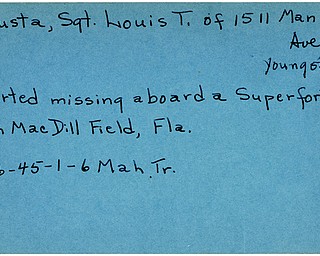 World War II, Vindicator, Louis T. Kapusta, Youngstown, missing, aboard, Superfortress, MacDill Field, Florida, 1945, Mahoning, Trumbull