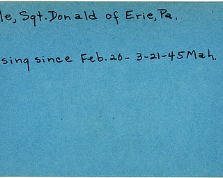 World War II, Vindicator, Donald Karle, Erie, Pennsylvania, missing, 1945, Mahoning