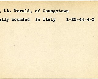 World War II, Vindicator, Gerald Katz, Youngstown, wounded, Italy, 1944