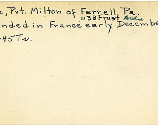 World War II, Vindicator, Milton Katz, Farrell, Pennsylvania, wounded, France, 1945, Trumbull