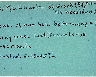 World War II, Vindicator, Charles Keck, Grove City, prisoner, Germany, missing, liberated, 1945, Mahoning, Trumbull