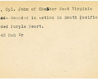 World War II, Vindicator, John Kell, Chester, West Virginia, wounded, South Pacific, award, Purple Heart, 1945, Mahoning, Trumbull