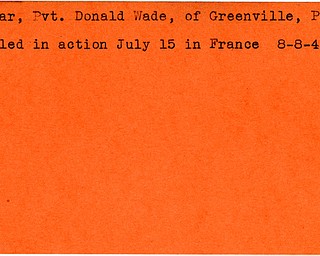 World War II, Vindicator, Donald Wade Kellar, Greenville, Pennsylvania, killed, France, 1944, Trumbull