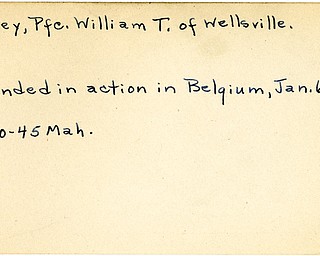 World War II, Vindicator, William T. Kelley, Wellsville, wounded, Belgium, 1945, Mahoning
