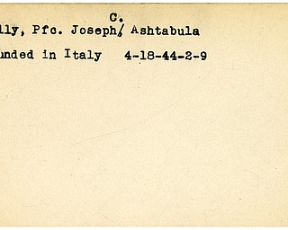 World War II, Vindicator, Joseph C. Kelly, Ashtabula, wounded, Italy, 1944