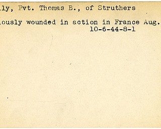 World War II, Vindicator, Thomas B. Kelly, Struthers, wounded, France, 1944