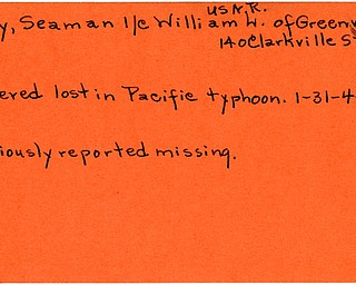 World War II, Vindicator, William L. Kelly, Greenville, Pennsylvania, believed lost, Pacific, typhoon, 1945, Mahoning, Trumbull, missing