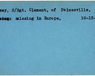 World War II, Vindicator, Clement Kelsey, Painesville, missing, Europe, 1944, Mahoning