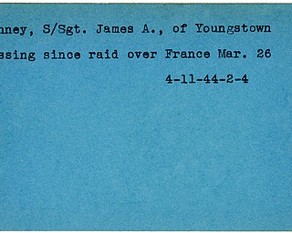 World War II, Vindicator, James A. Kenney, Youngstown, missing, France, raid, 1944