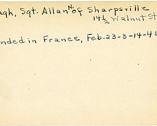 World War II, Vindicator, Allan N. Keough, Sharpsville, wounded, France, 1945, Trumbull