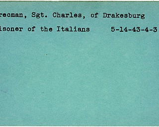 World War II, Vindicator, Charles Kerecman, Drakesburg, prisoner, Italy, Italians, 1943