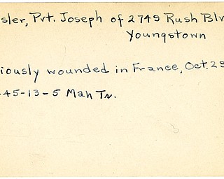 World War II, Vindicator, Joseph Kessler, Youngstown, wounded, France, 1945, Mahoning, Trumbull