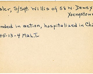 World War II, Vindicator, Willis Kessler, Youngstown, wounded, hospitalized, China, 1945, Mahoning, Trumbull