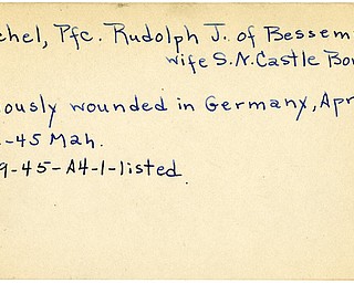 World War II, Vindicator, Rudolph J. Ketchel, Bessemer, New Castle, wounded, Germany, 1945, Mahoning