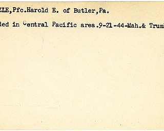 World War II, Vindicator, Harold E. Kienzle, Butler, Pennsylvania, wounded, Central Pacific, 1944, Mahoning, Trumbull