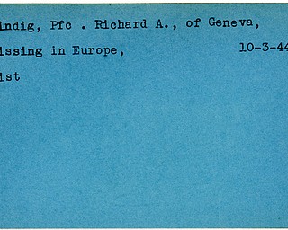 World War II, Vindicator, Richard A. Kindig, Geneva, missing, Europe, 1944