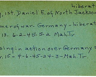 World War II, Vindicator, Daniel E. King, North Jackson, missing, Germany, prisoner, 1945, liberated, Mahoning, Trumbull