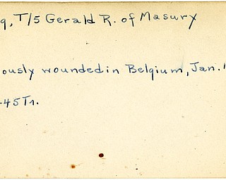 World War II, Vindicator, Gerald R. King, Masury, wounded, Beligum, 1945, Trumbull