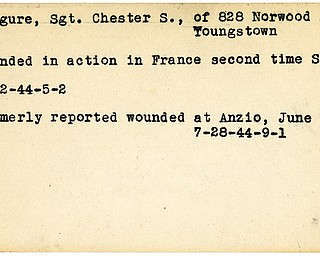 World War II, Vindicator, Chester S. Kingure, Youngstown, wounded second time, France, 1944, wounded, Anzio