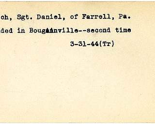 World War II, Vindicator, Daniel Klaich, Farrell, Pennsylvania, wounded, Bougainville, second time, 1944, Trumbull