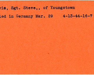 World War II, Vindicator, Steve Klavis, Youngstown, killed, Germany, 1944