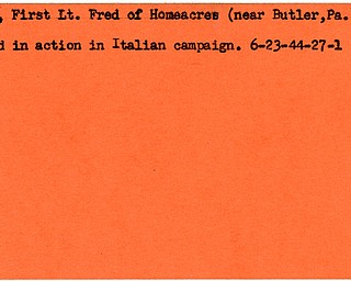 World War II, Vindicator, Fred Klein, Homeacres, Butler, Pennsylvania, killed, Italian campaign, Italy, 1944