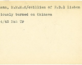 World War II, Vindicator, William Klemann, Lisbon, burned, wounded, Okinawa, 1945, Mahoning, Trumbull